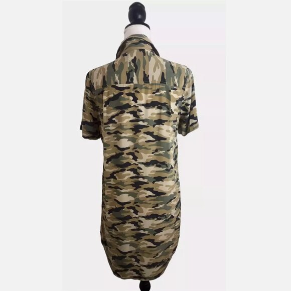 Equipment Femme 100% Silk Shirt Dress Remy Utility Pockets Camo Camouflage Small - Picture 7 of 11